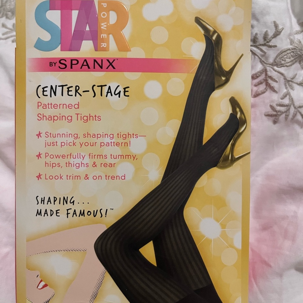 Spanx Black Patterned Shaping Tights
